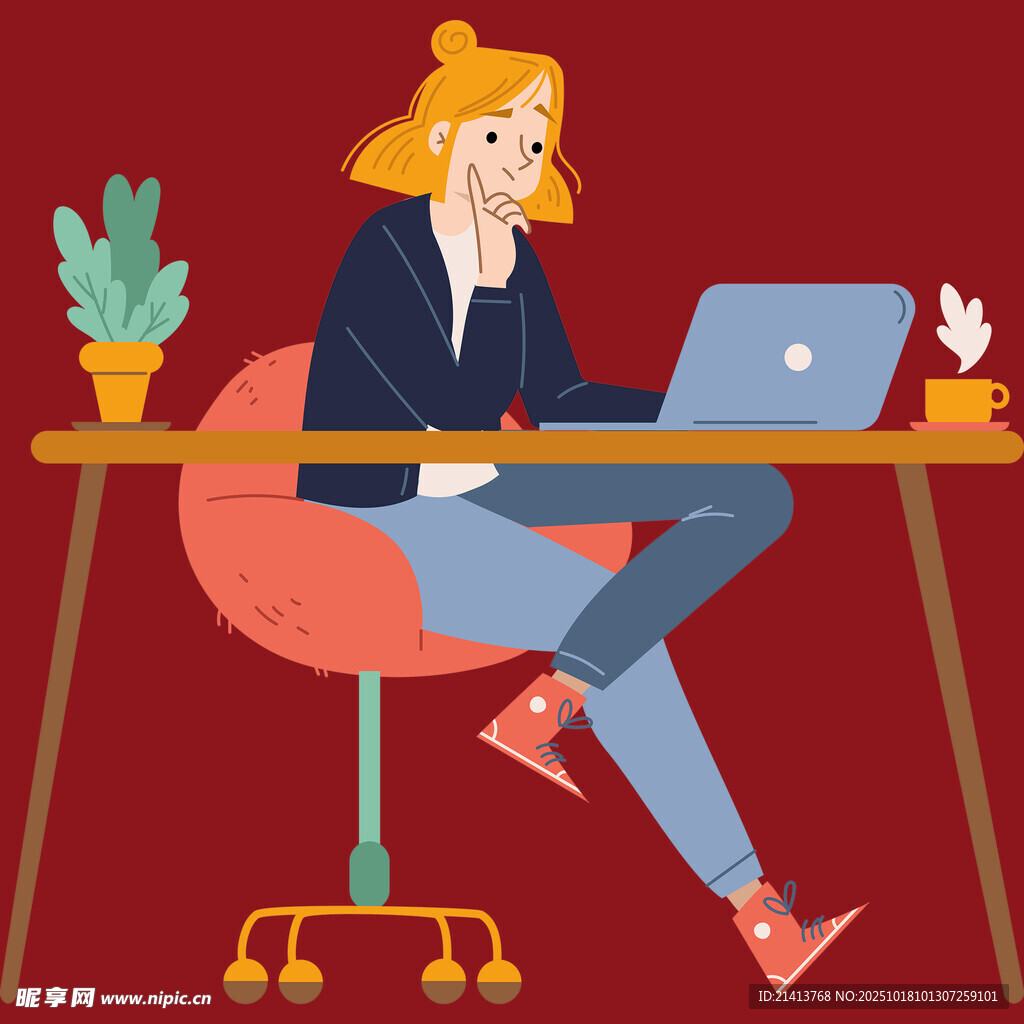 女性惬意使用笔记本电脑