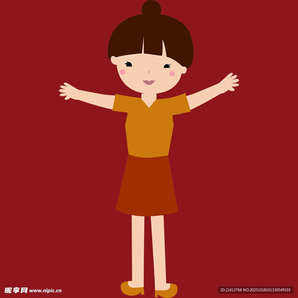 张开双臂的快乐小女孩