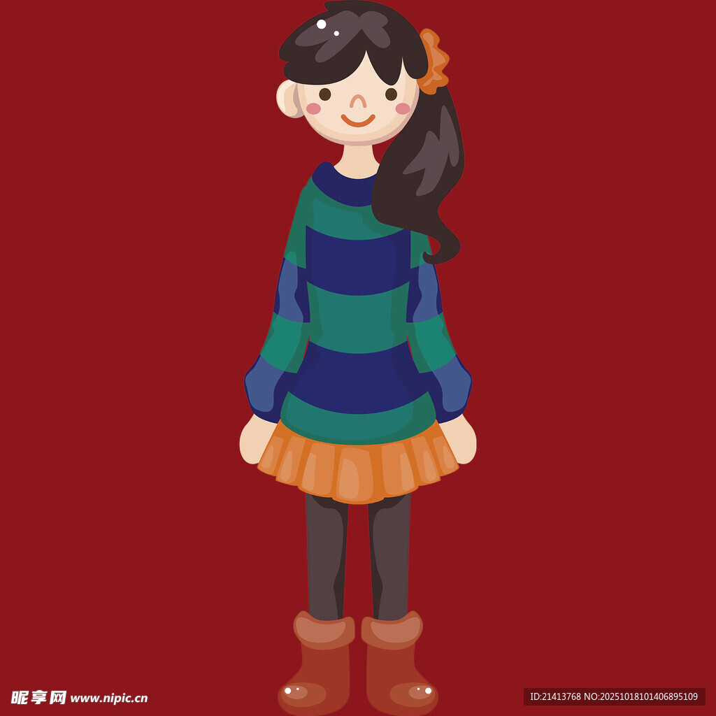 穿条纹衣的可爱女孩