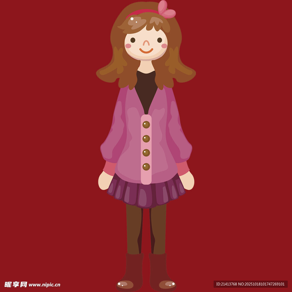 穿紫色服饰的可爱女孩