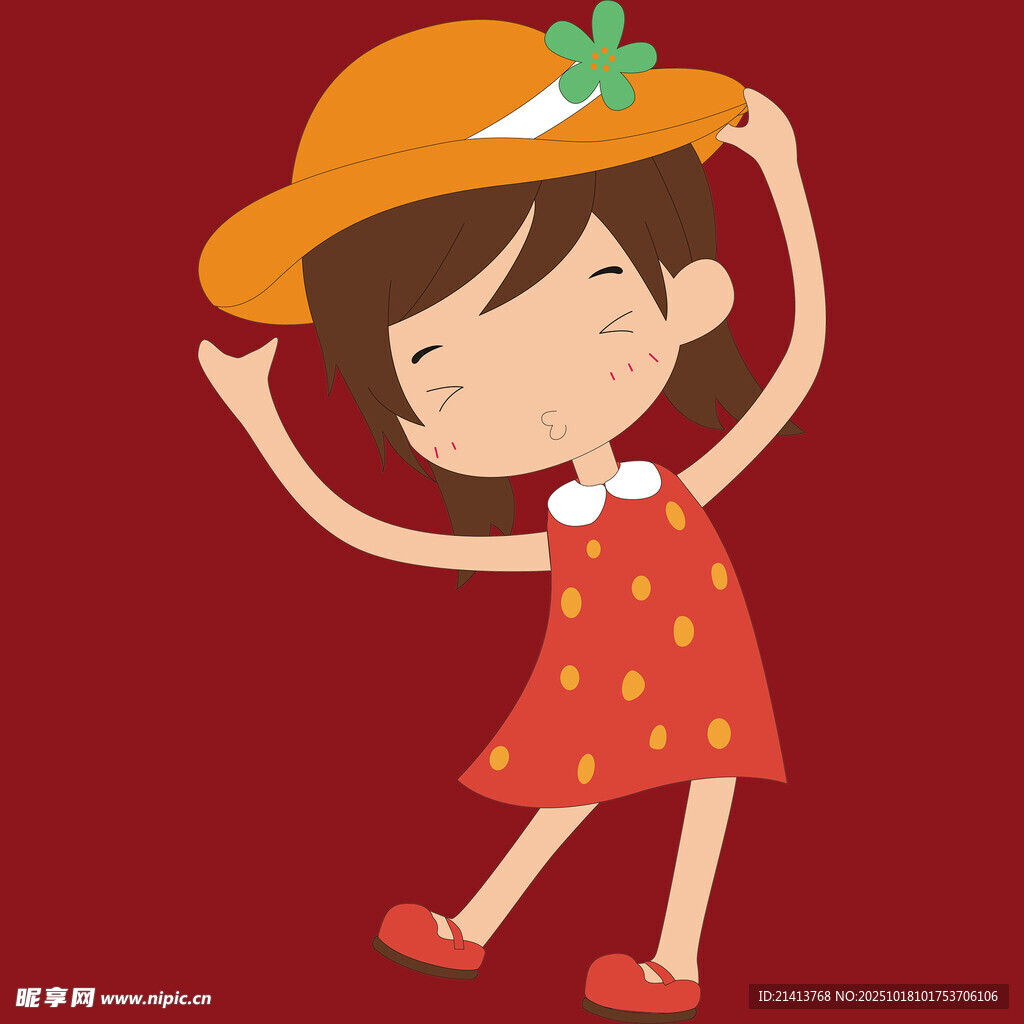 戴帽红衣女孩欢快起舞
