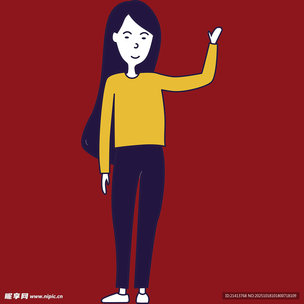 挥手的黄衣女孩