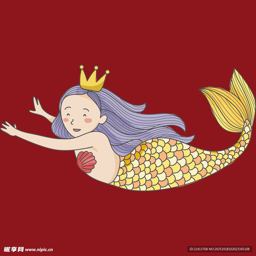 可爱美人鱼公主插画