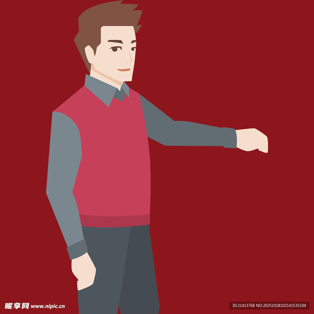 指向右侧的男士形象