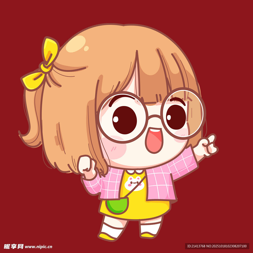 可爱卡通女孩俏皮模样