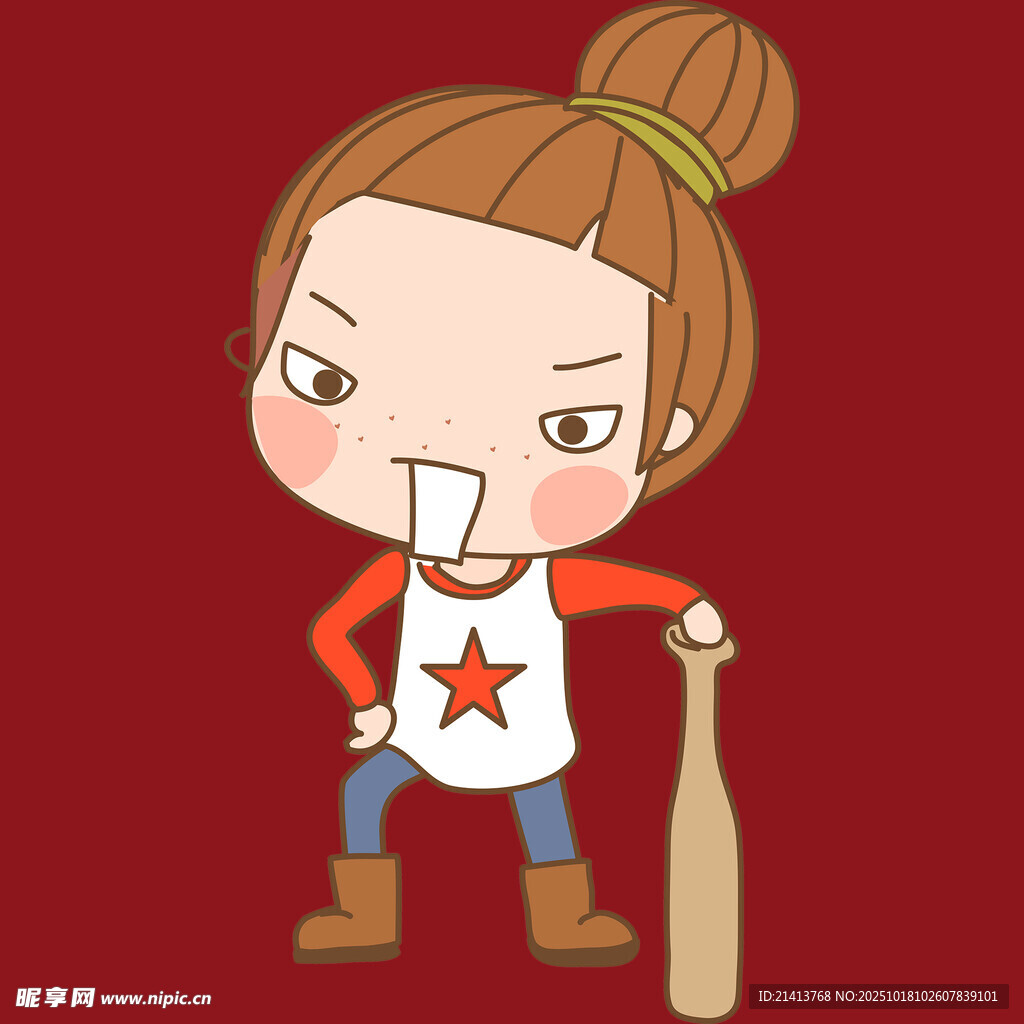 俏皮女孩持棒球棍