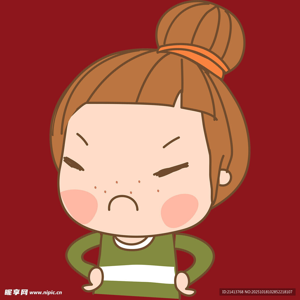 生气的卡通女孩