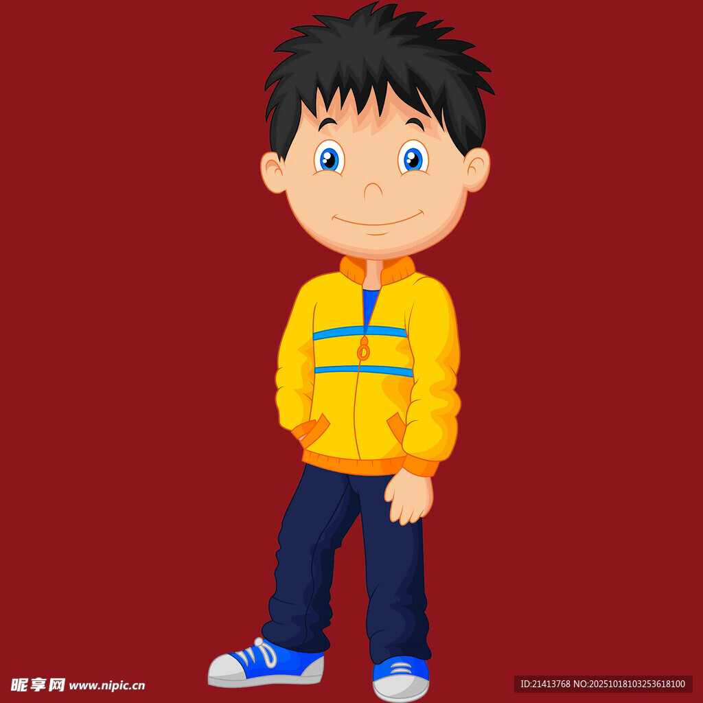 穿黄衣的卡通小男孩