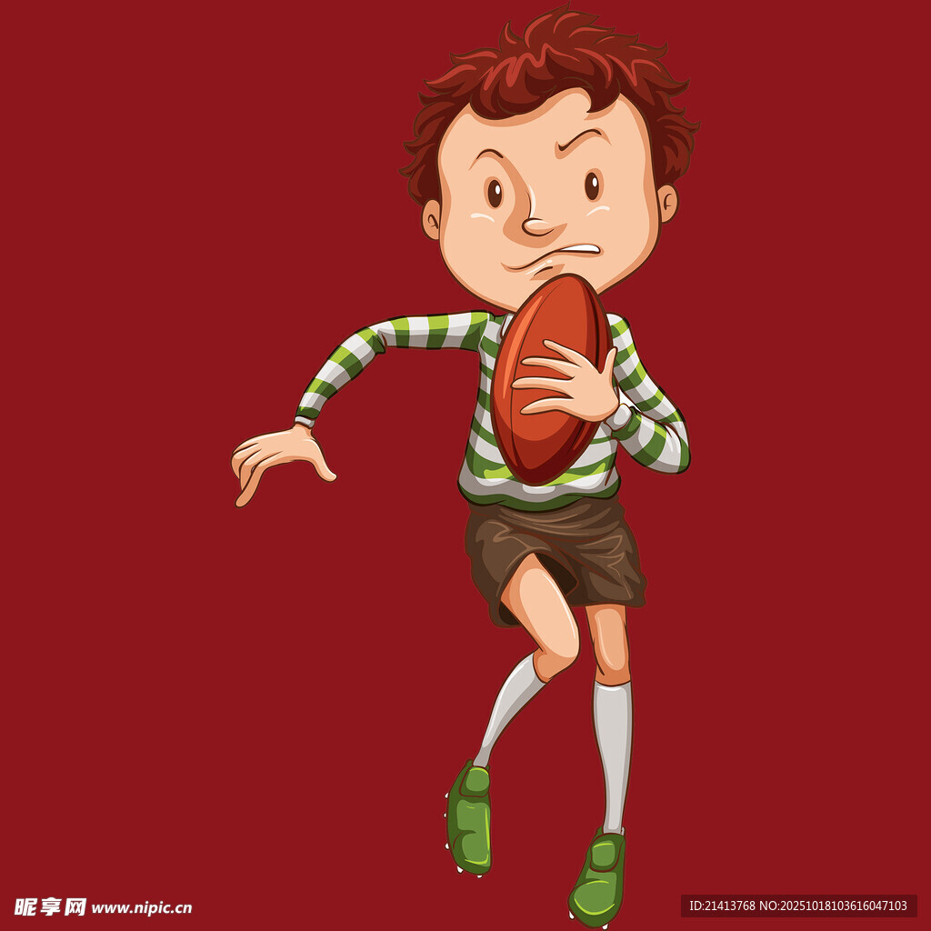 手持橄榄球的活力少年