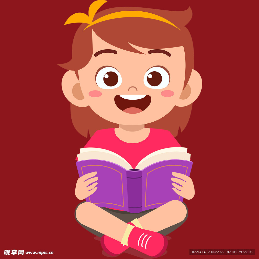 小女孩开心阅读时刻
