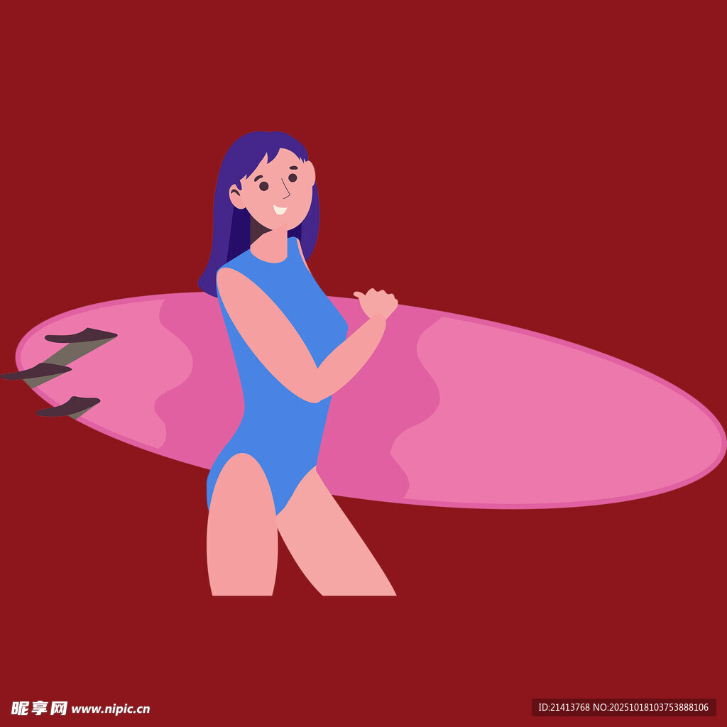穿泳衣持冲浪板的女孩