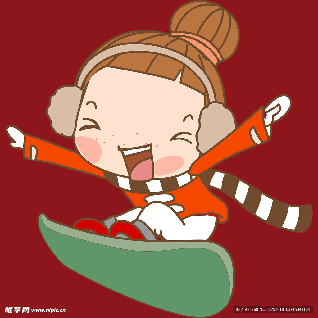 滑雪女孩欢乐滑行