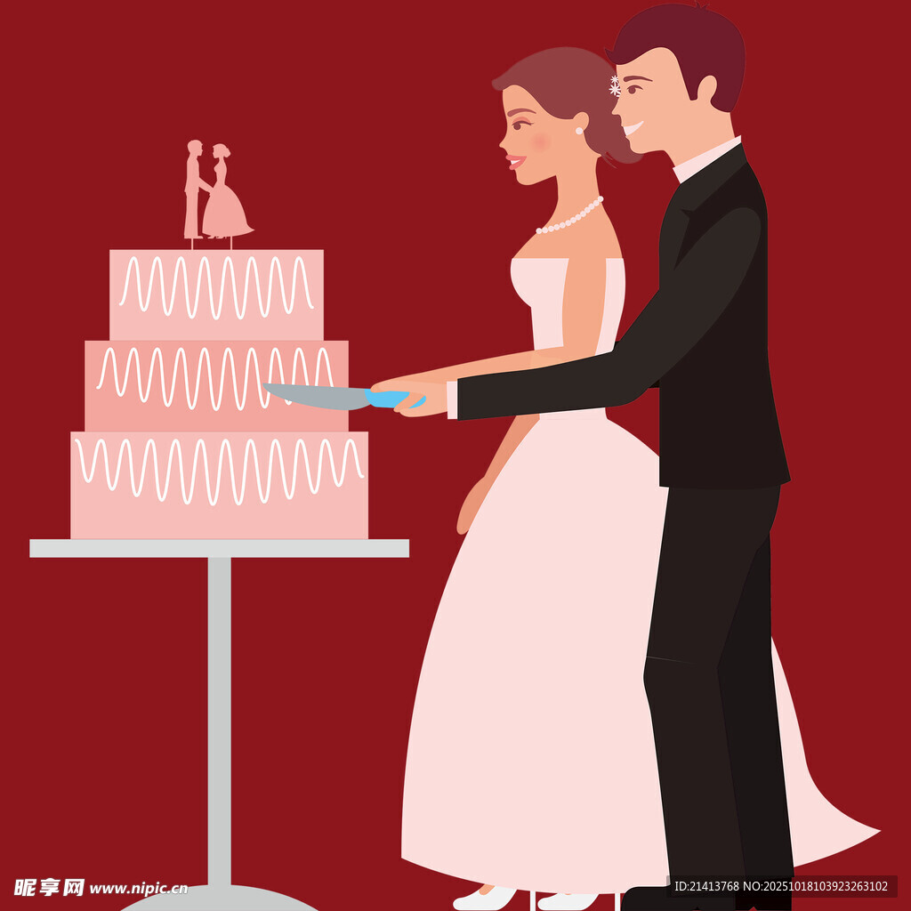 新婚夫妇甜蜜切婚礼蛋糕