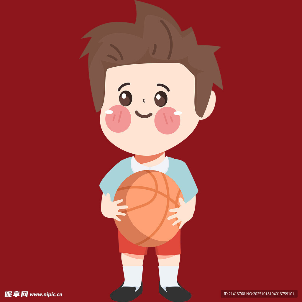 抱篮球的可爱小男孩
