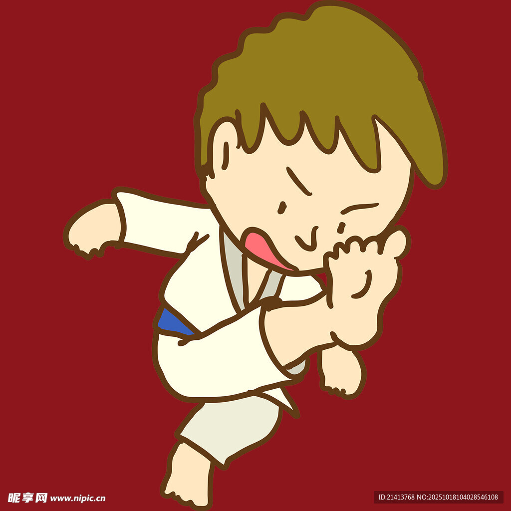 练跆拳道的小男孩