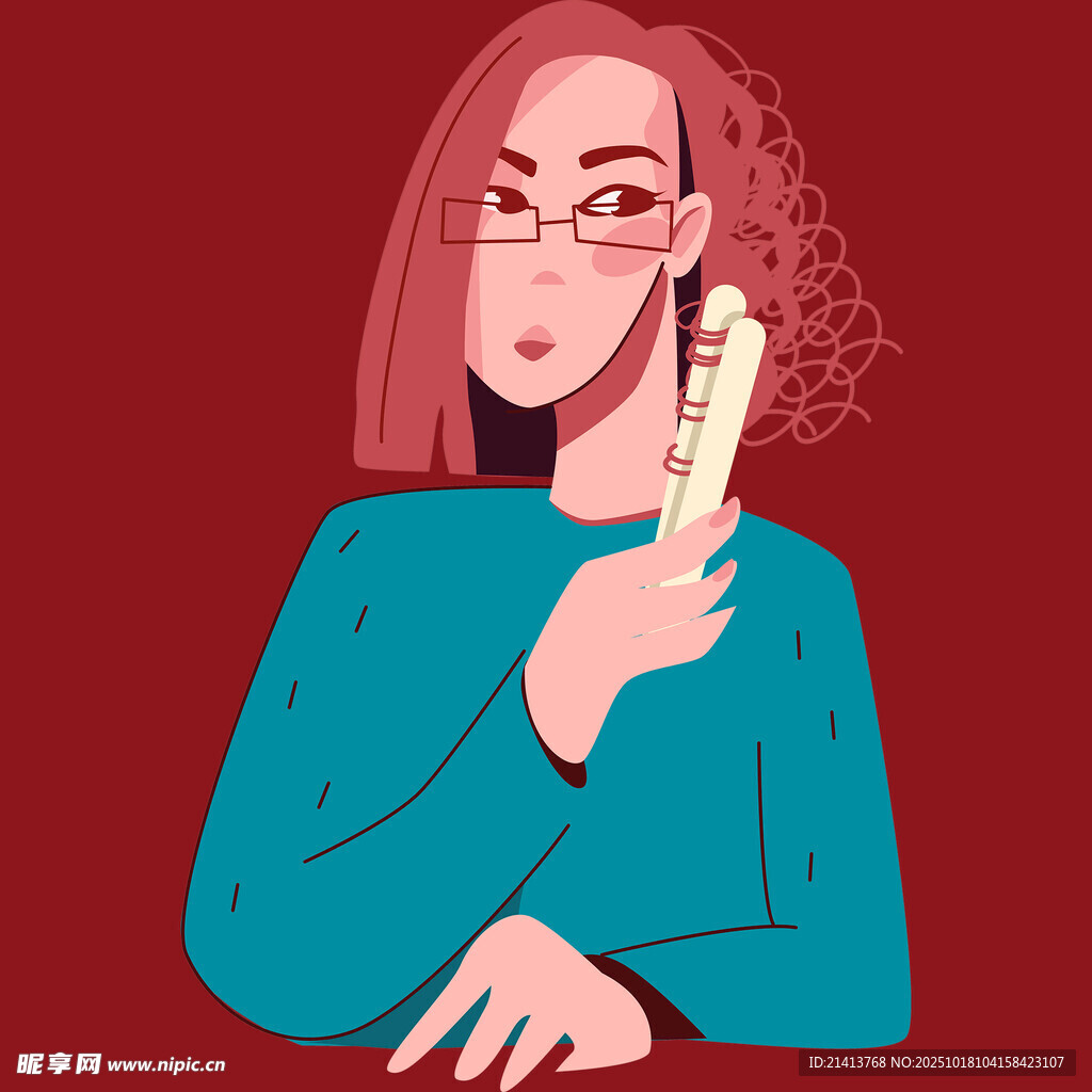 手持卷发棒的时尚女孩