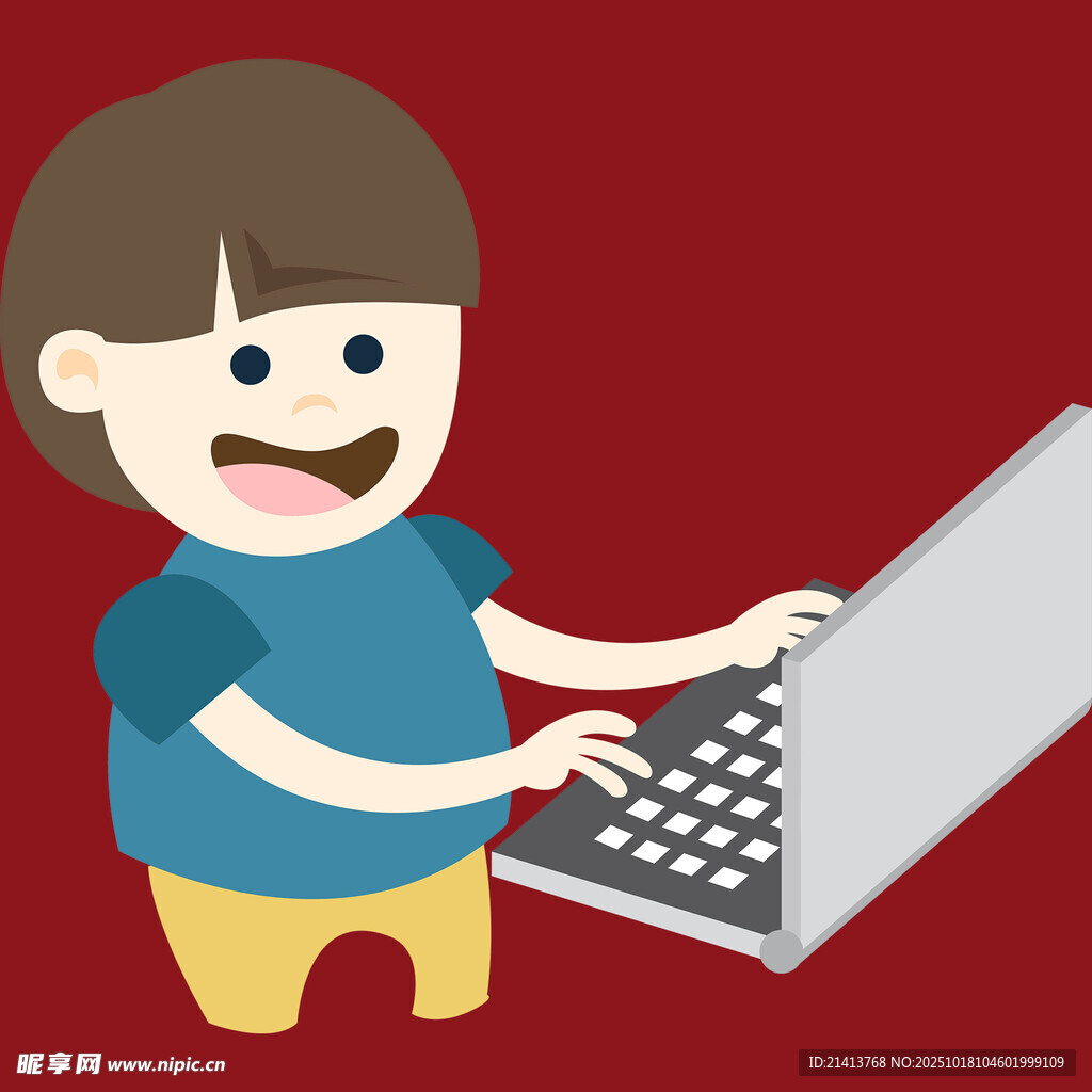 小孩开心使用笔记本电脑