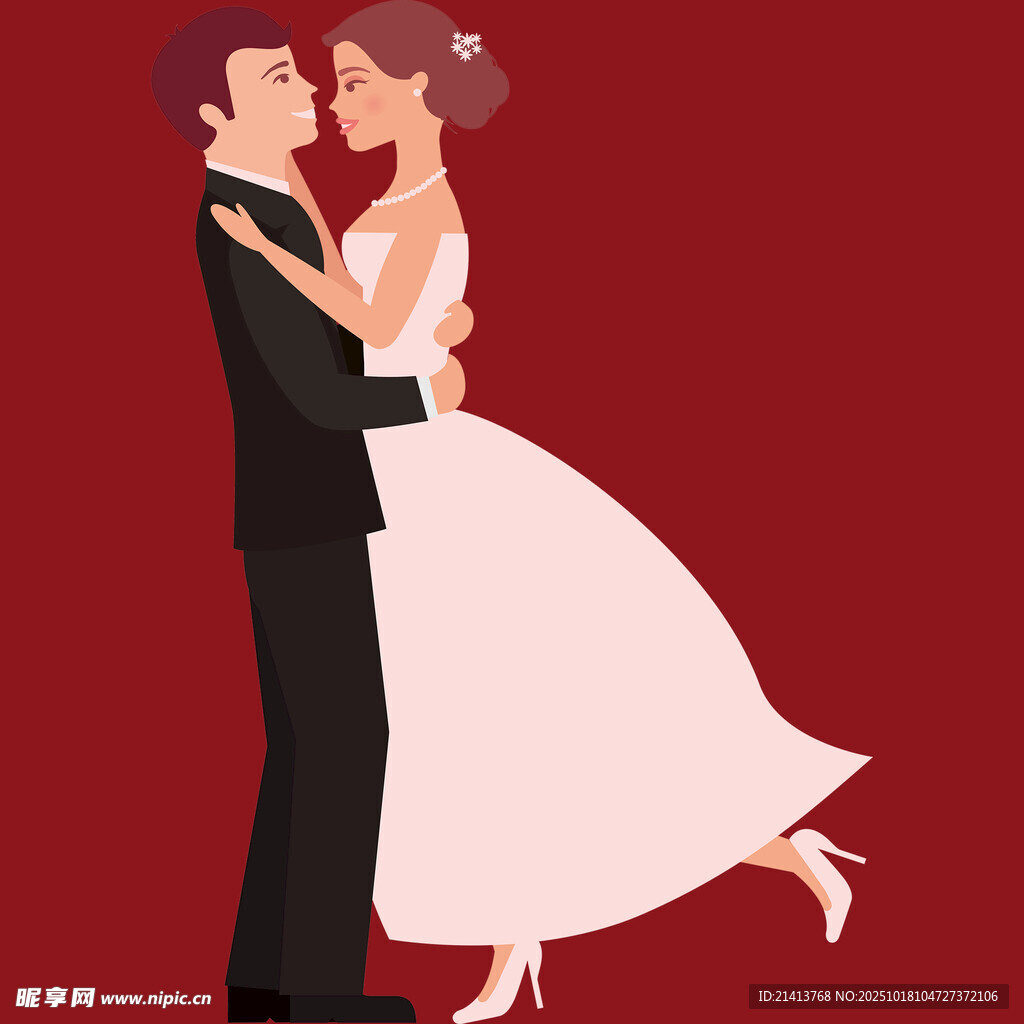 新婚夫妇甜蜜相拥