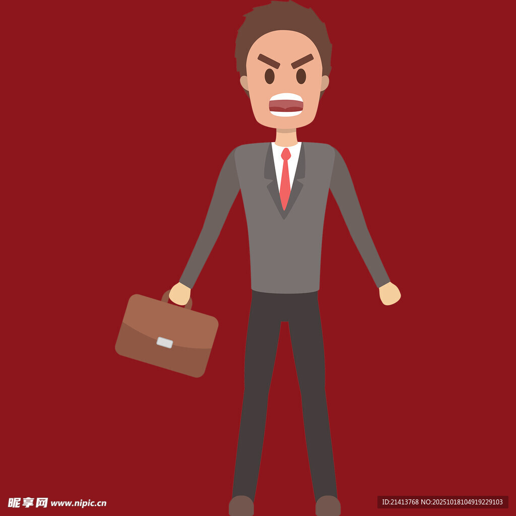 愤怒商务男士手持公文包
