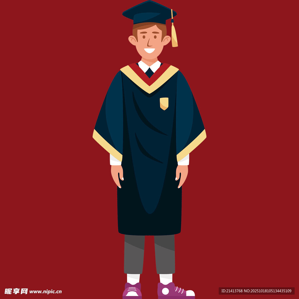 身着学士服的毕业生形象