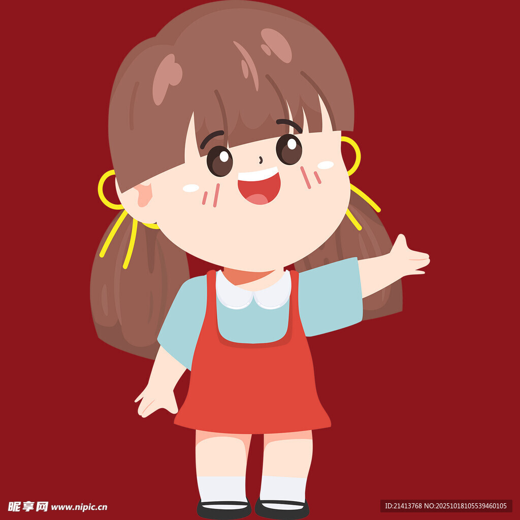 可爱女孩热情招手