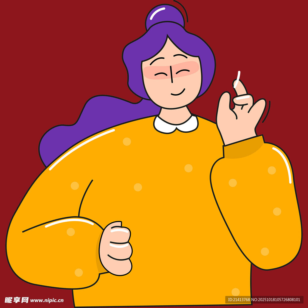 紫色头发女子比赞