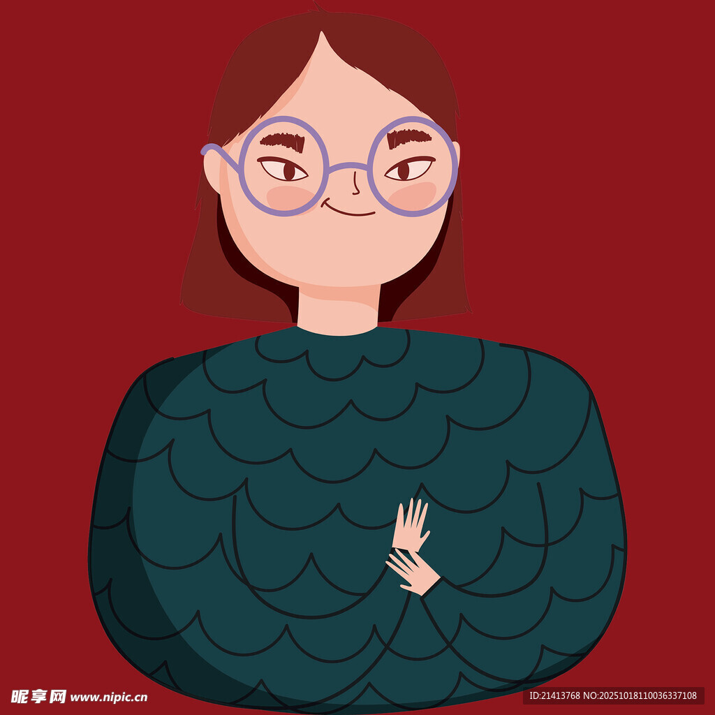 戴眼镜的可爱卡通女孩
