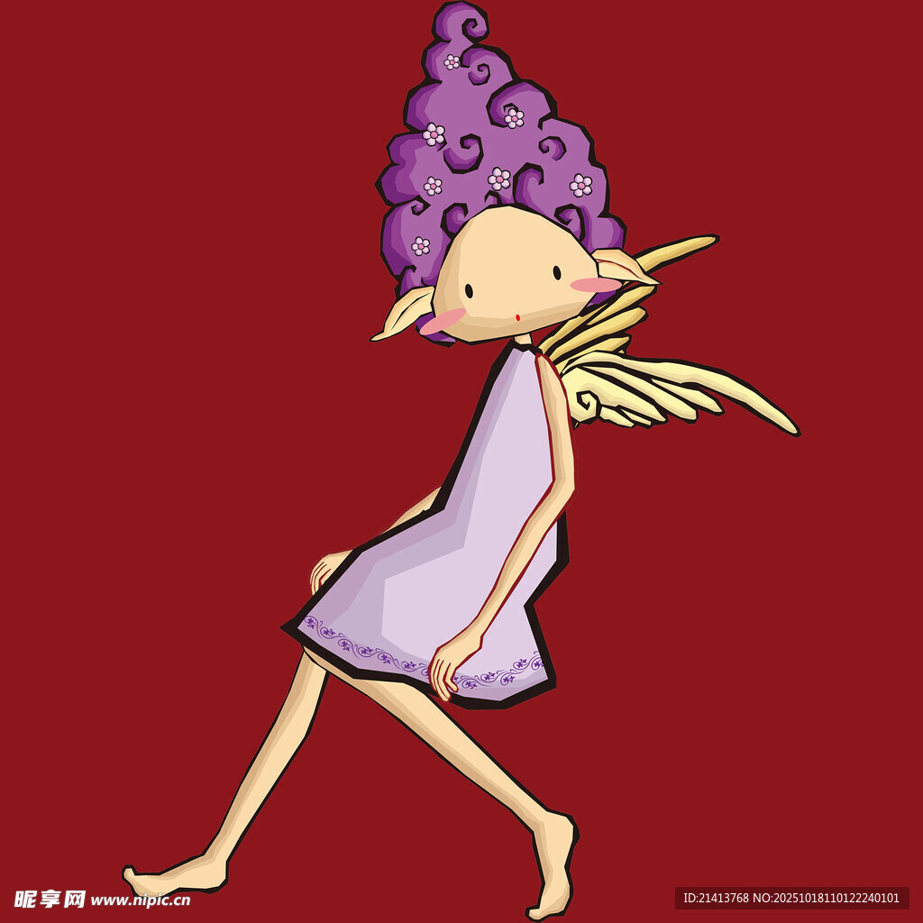 紫色精灵女孩优雅漫步