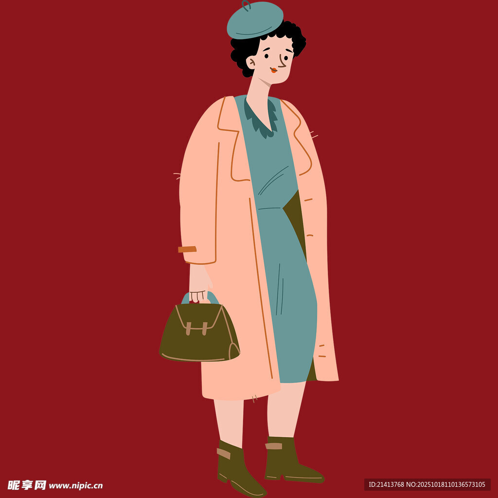 复古风穿搭的优雅女士