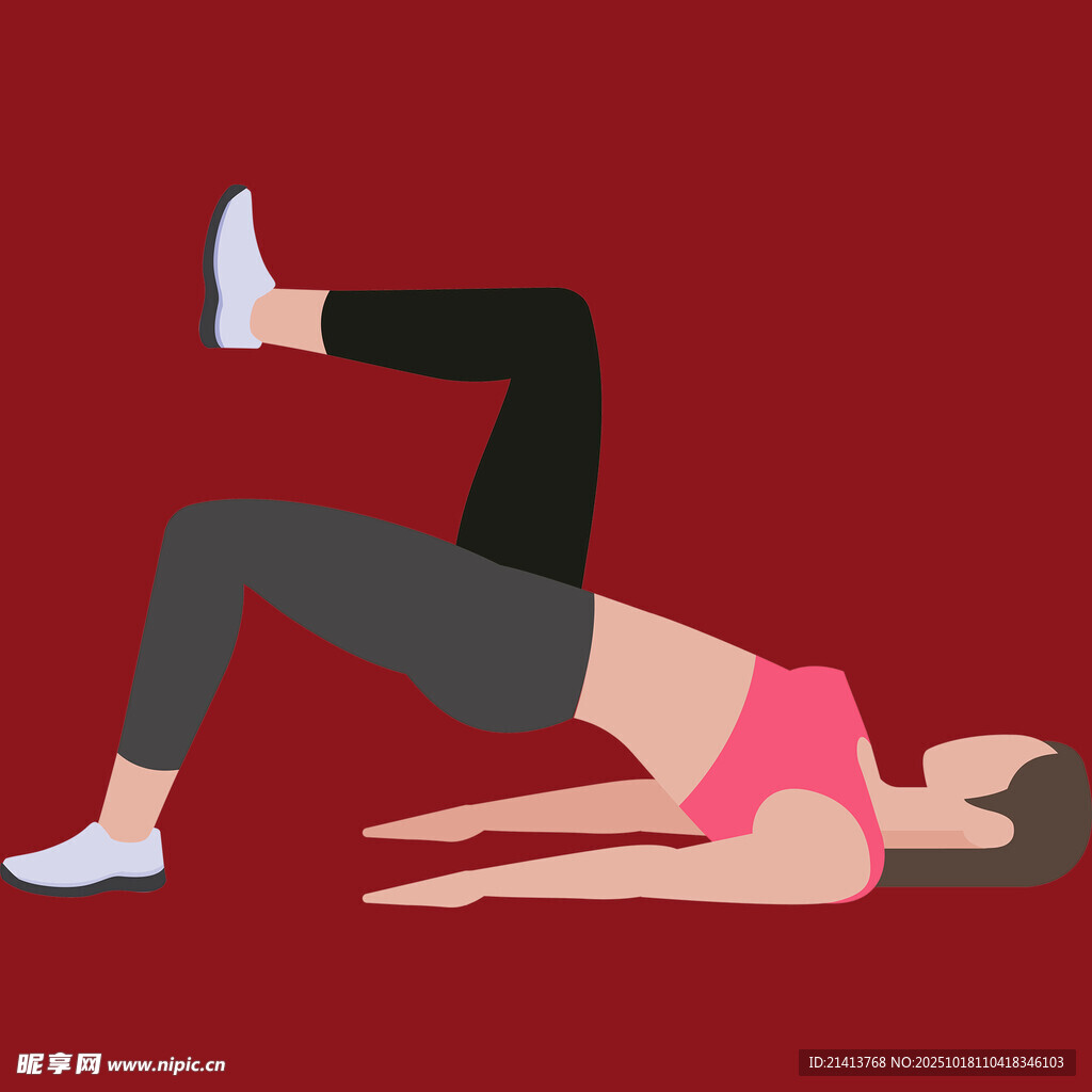女性平躺做腿部健身动作