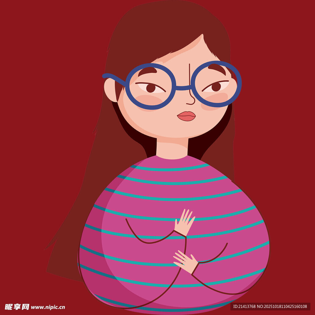 戴眼镜的条纹衫女孩
