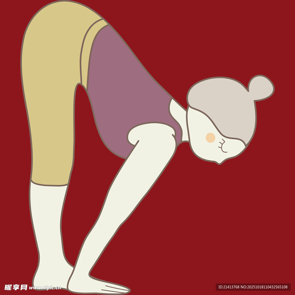 女子俯身做瑜伽姿势