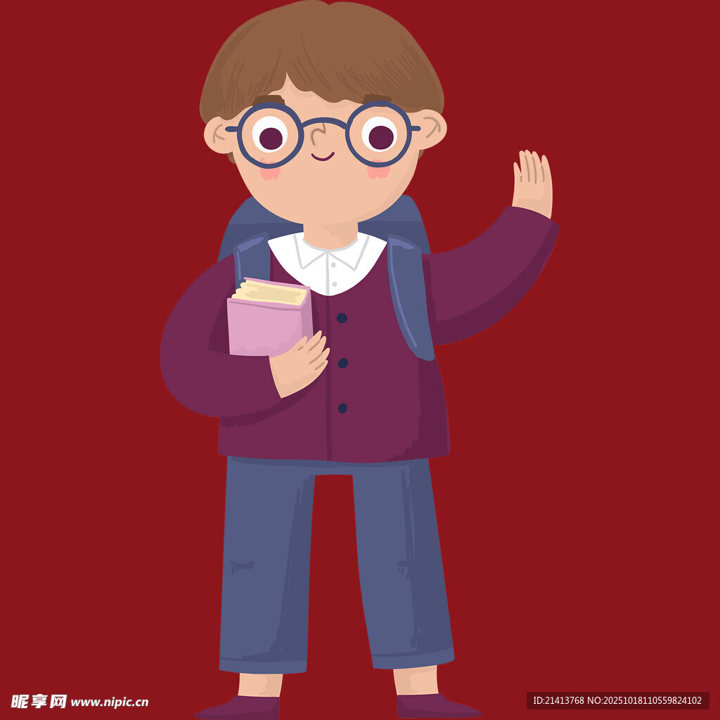 背着书包的上学小男孩