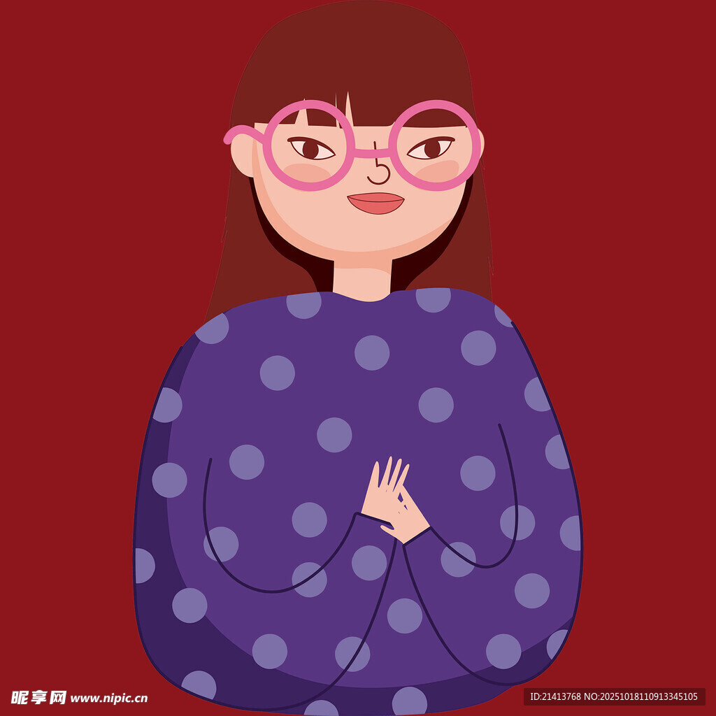 戴眼镜的可爱卡通女孩