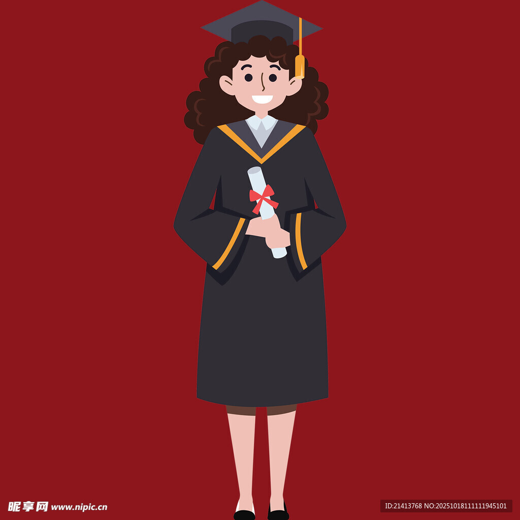 毕业女生手持文凭形象