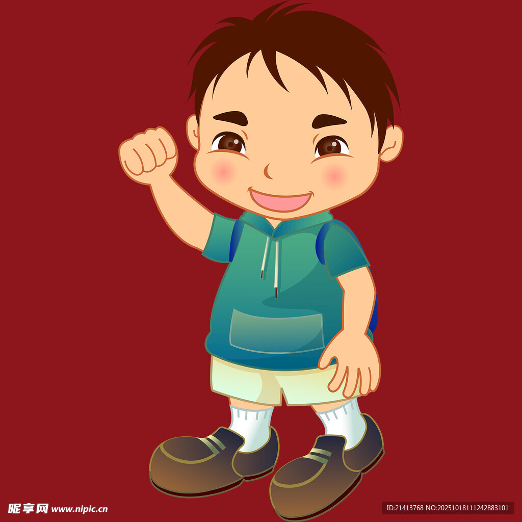 可爱小男孩开心举手