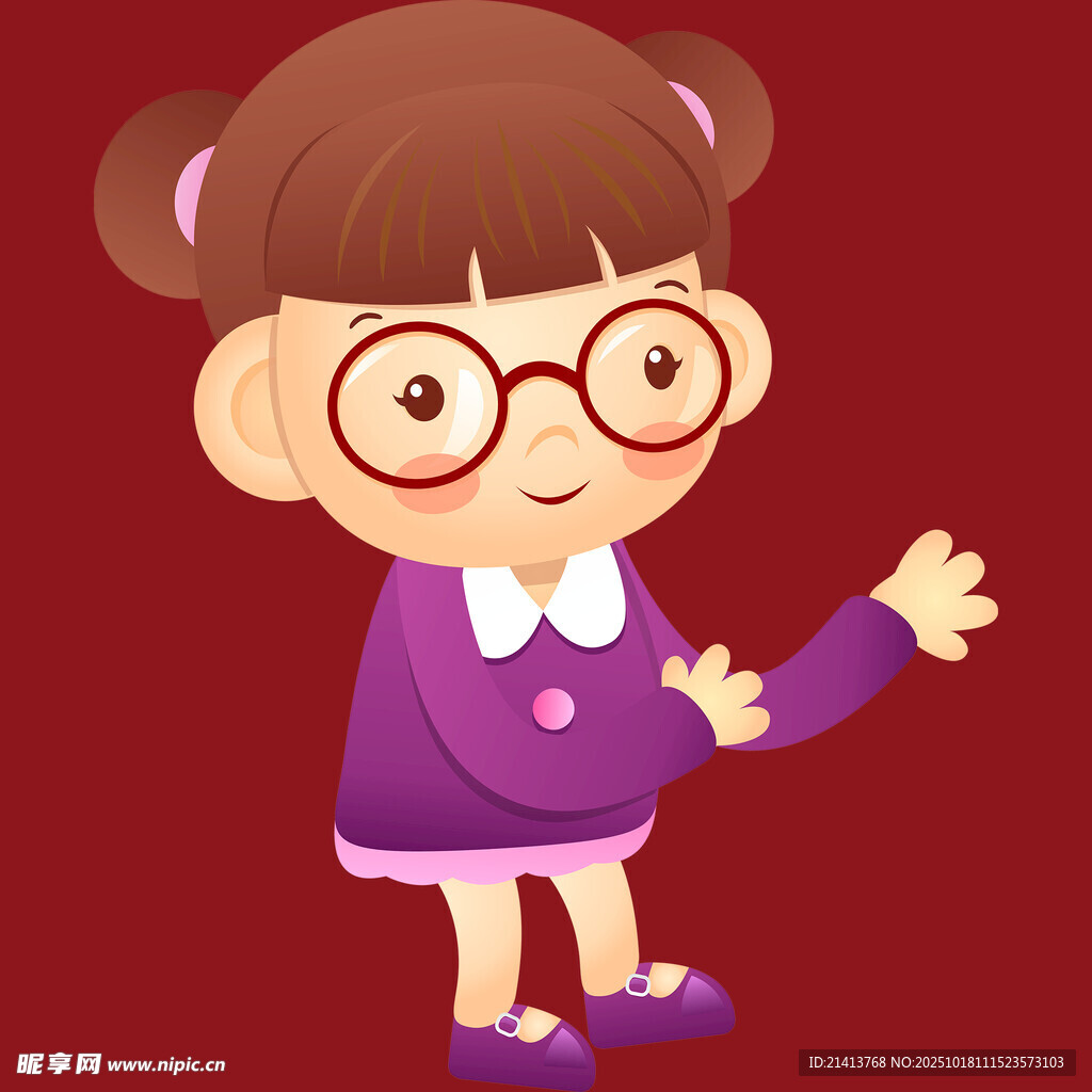 戴眼镜的可爱小女孩