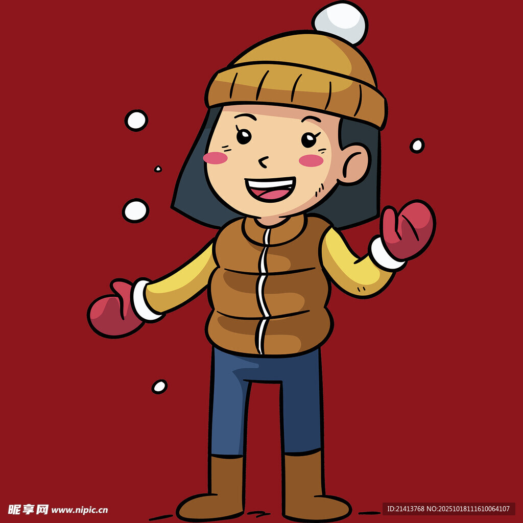 冬日欢快女孩
