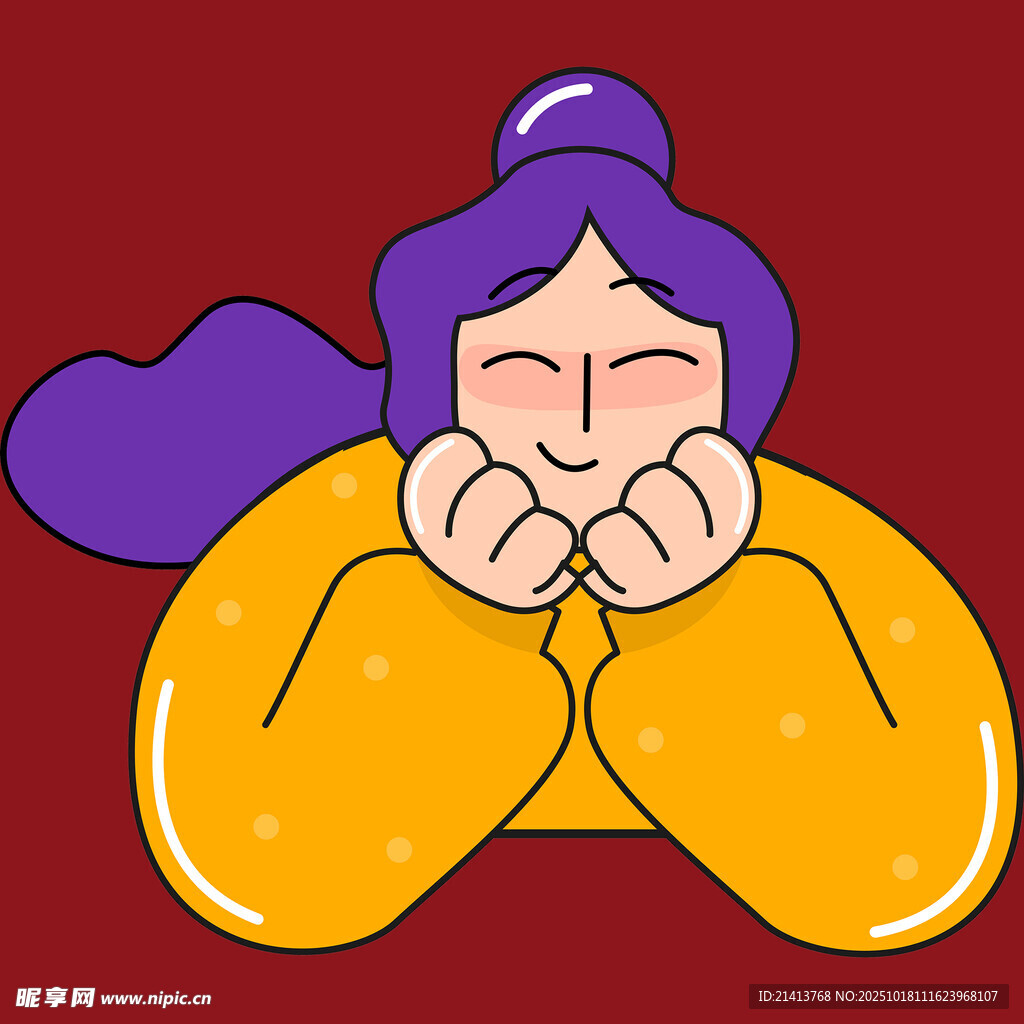 微笑抱臂的紫色头发女孩