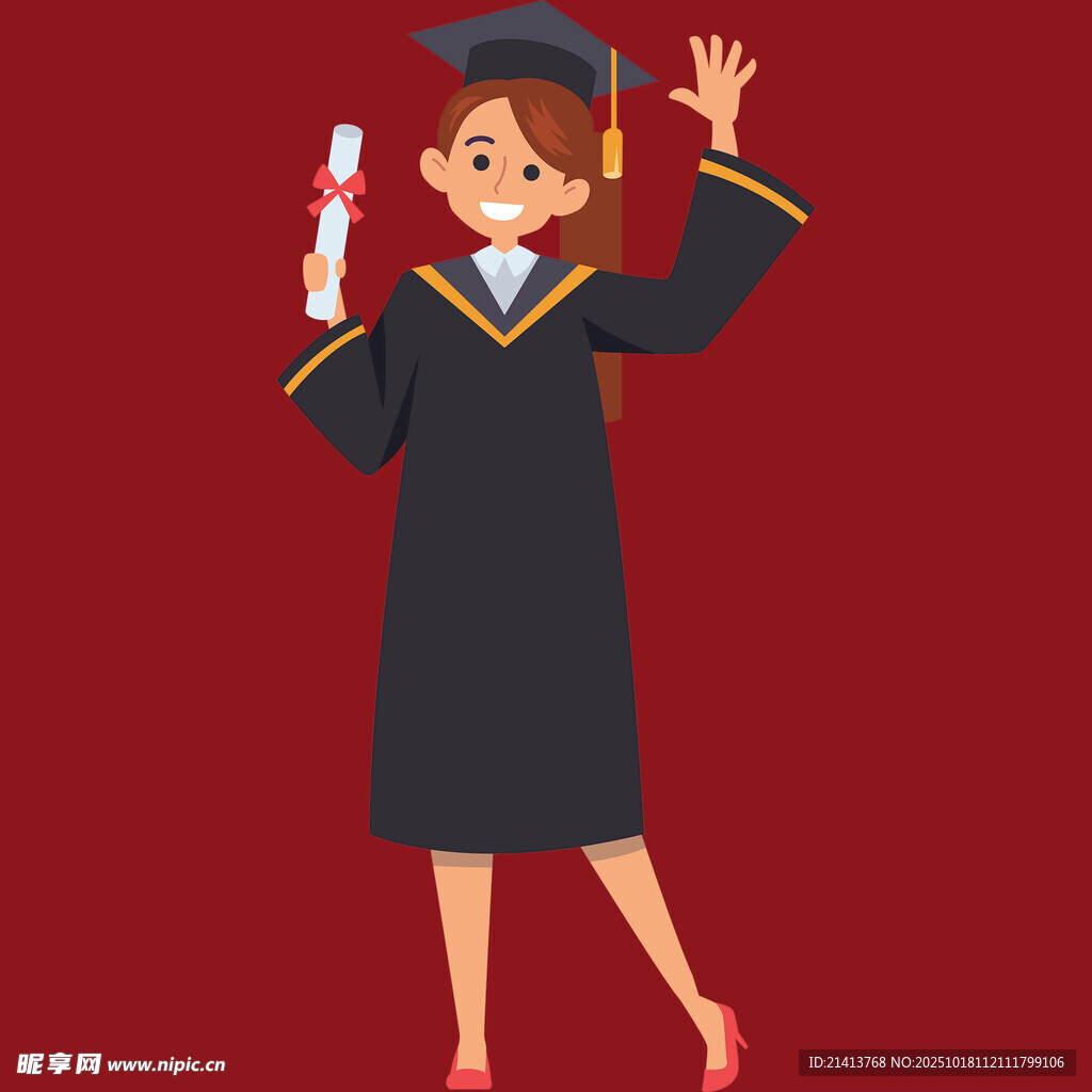 毕业女生开心庆祝时刻