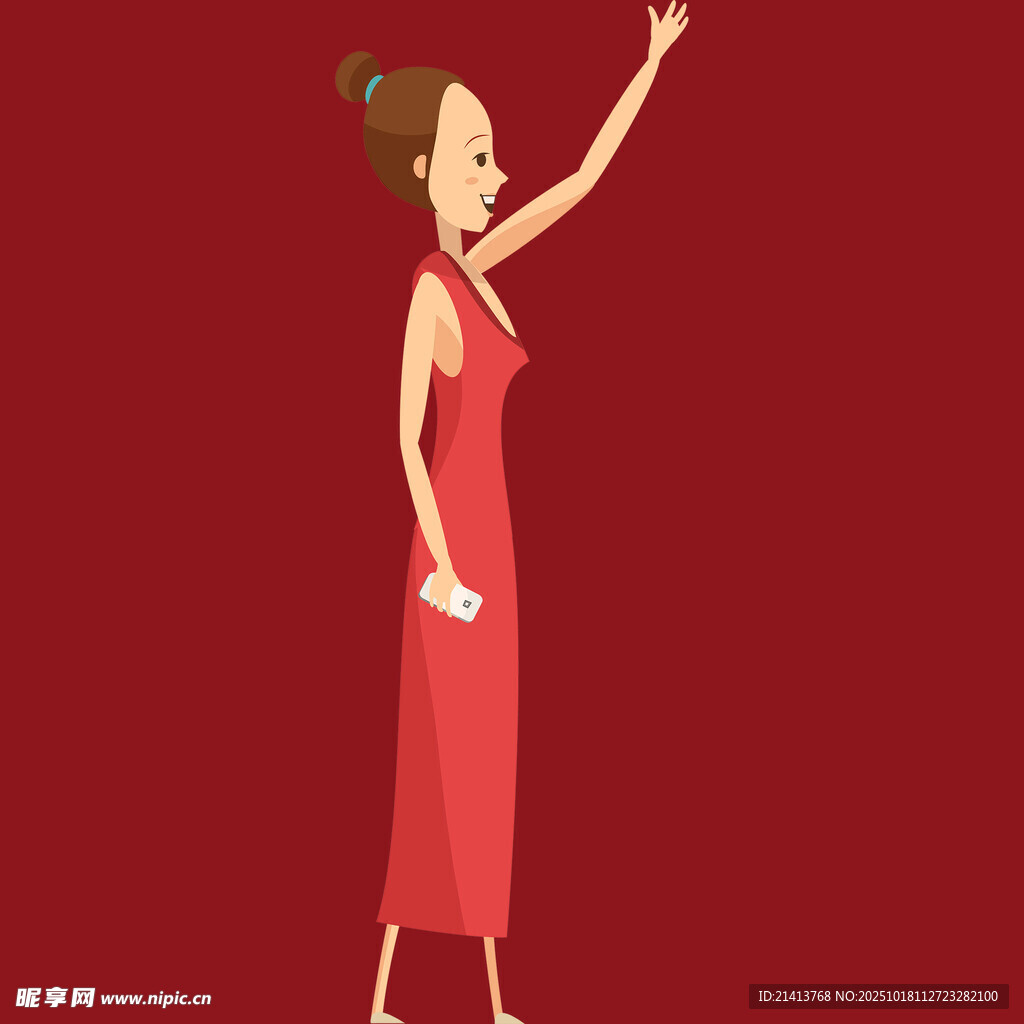红衣女子抬手示意