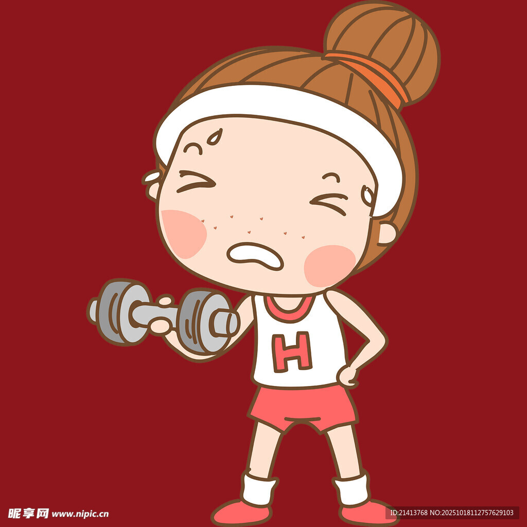 元气女孩举哑铃健身