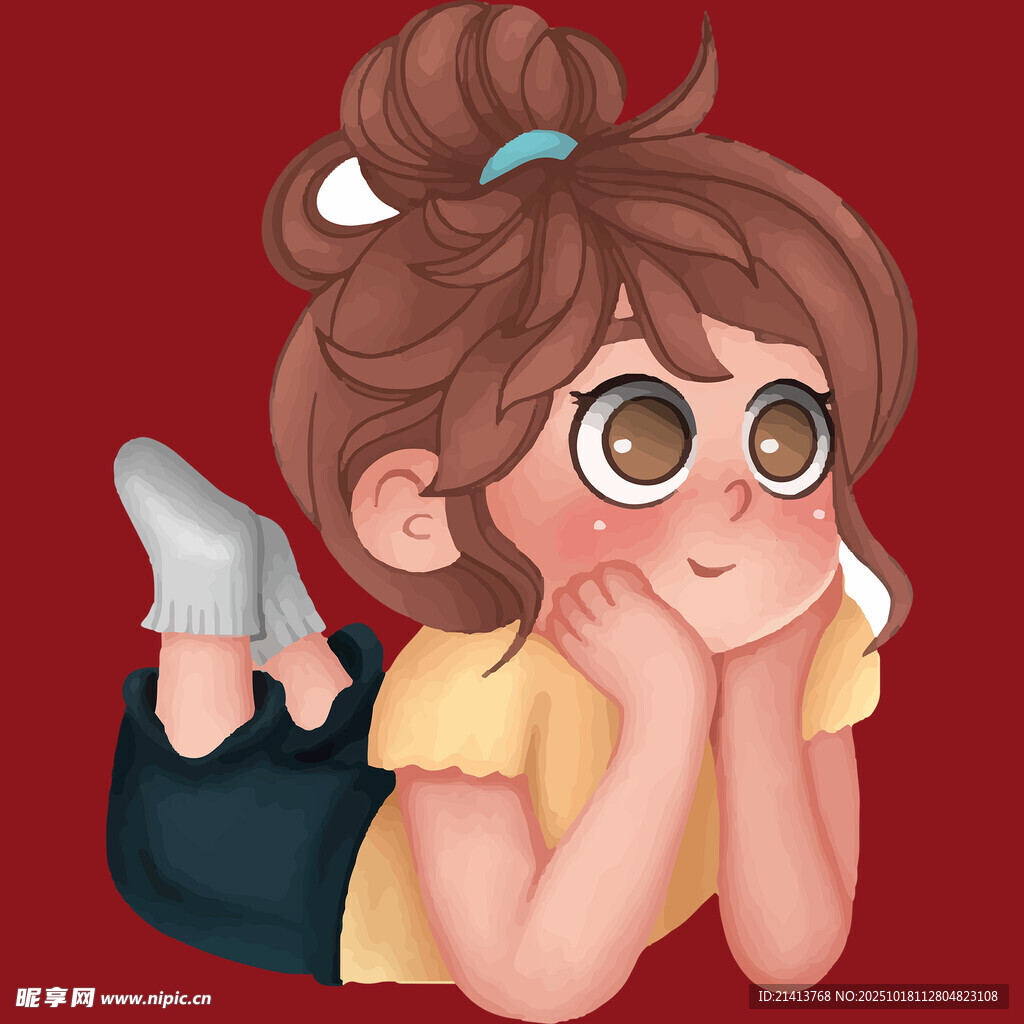 趴着的可爱女孩
