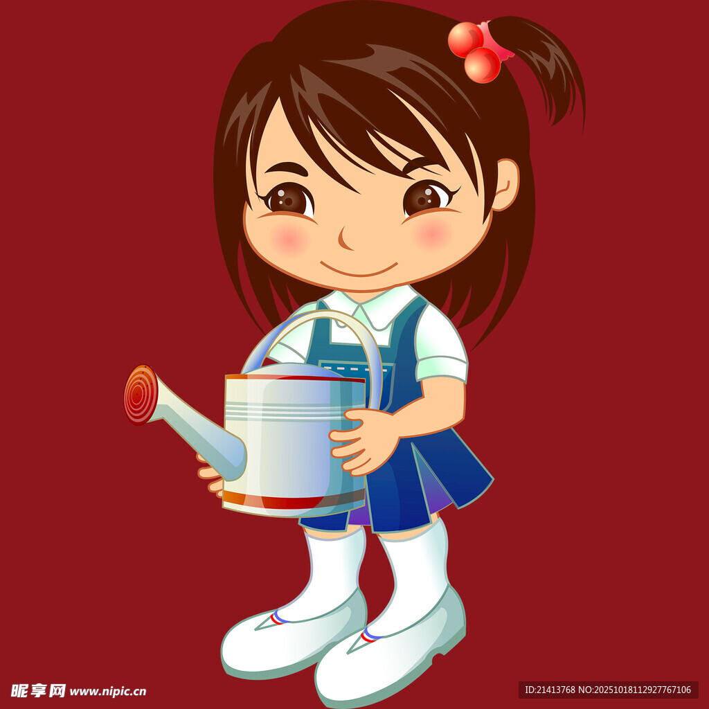 手持喷壶的可爱小女孩