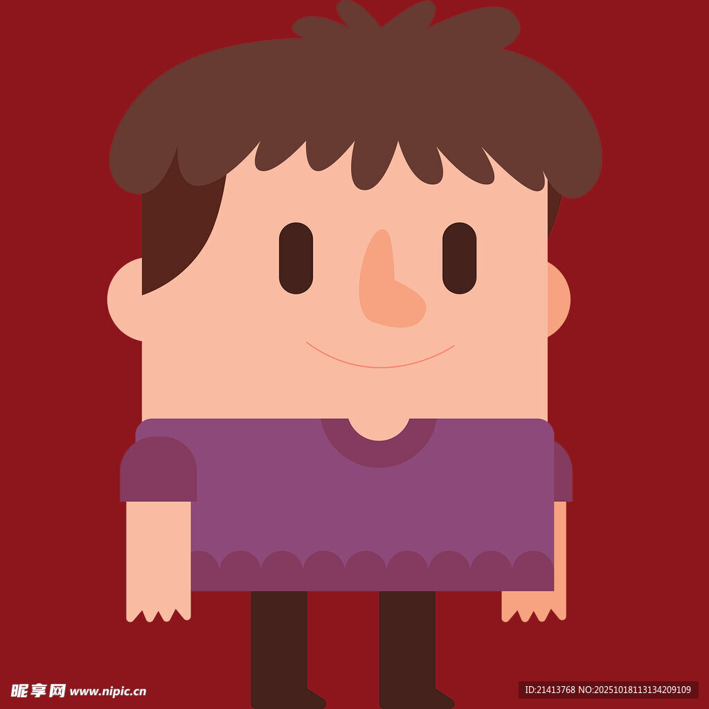 卡通风格紫色上衣小男孩