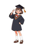 可爱女孩穿学士服敬礼