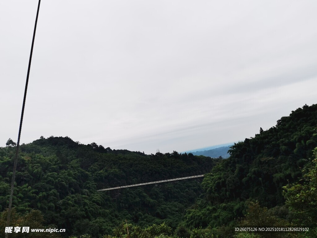 山间索道横跨葱郁山林