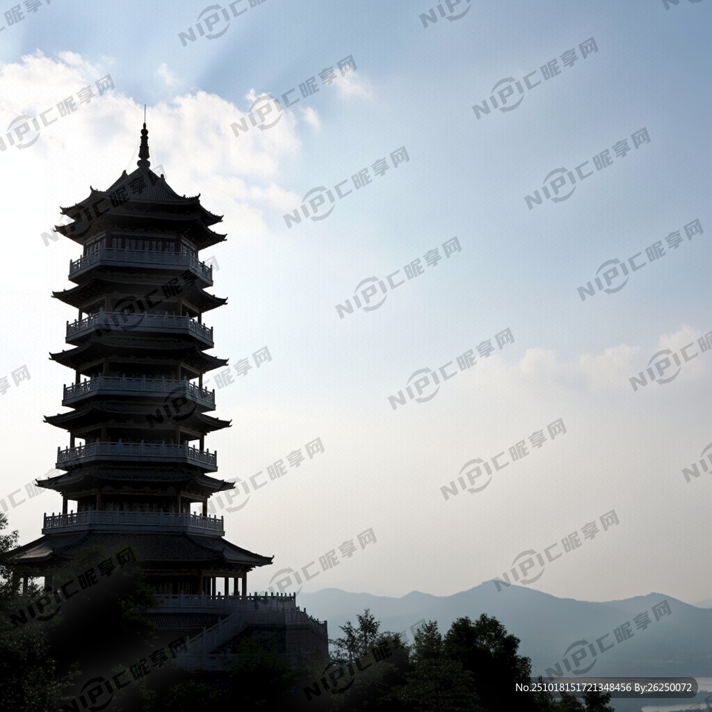 江西信丰阁剪影图