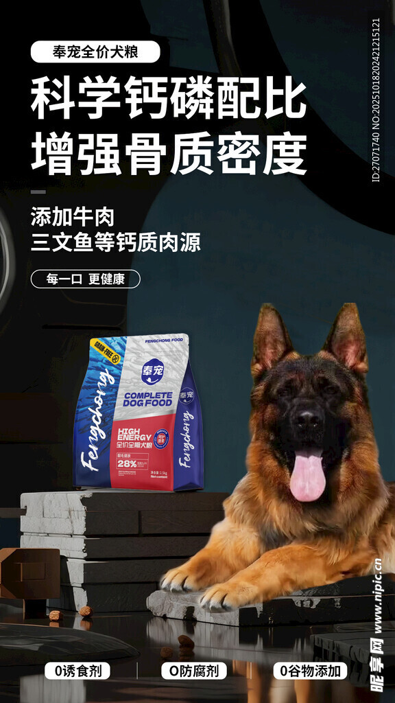 全价狗粮犬粮营养成分海报