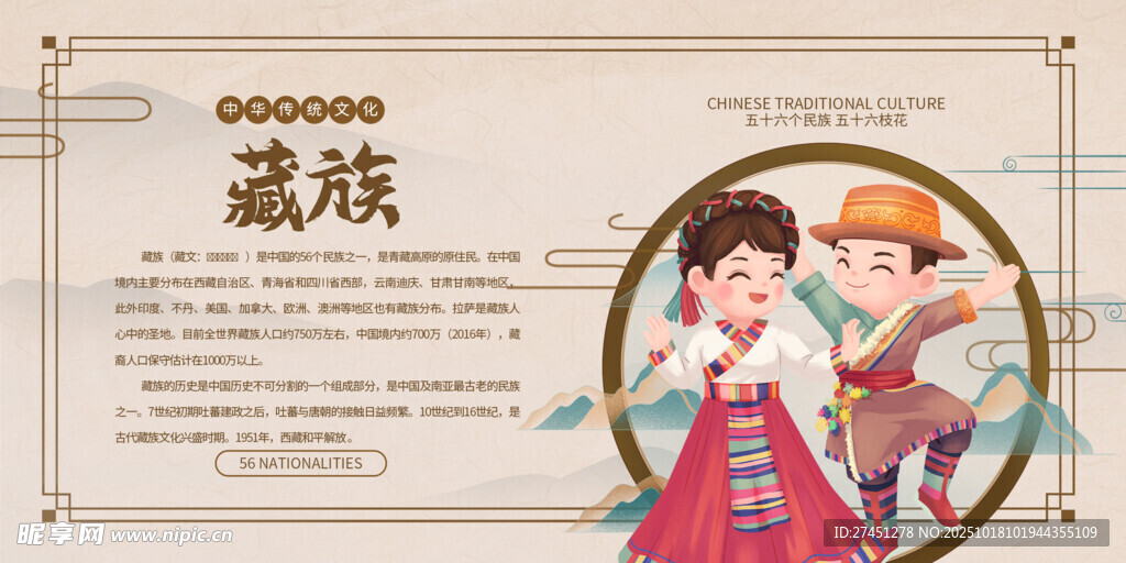 水墨简约藏族文化介绍展板